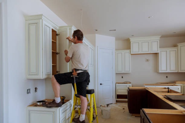 Kitchen island installation in Oakton by JMT Kitchen Cabinet